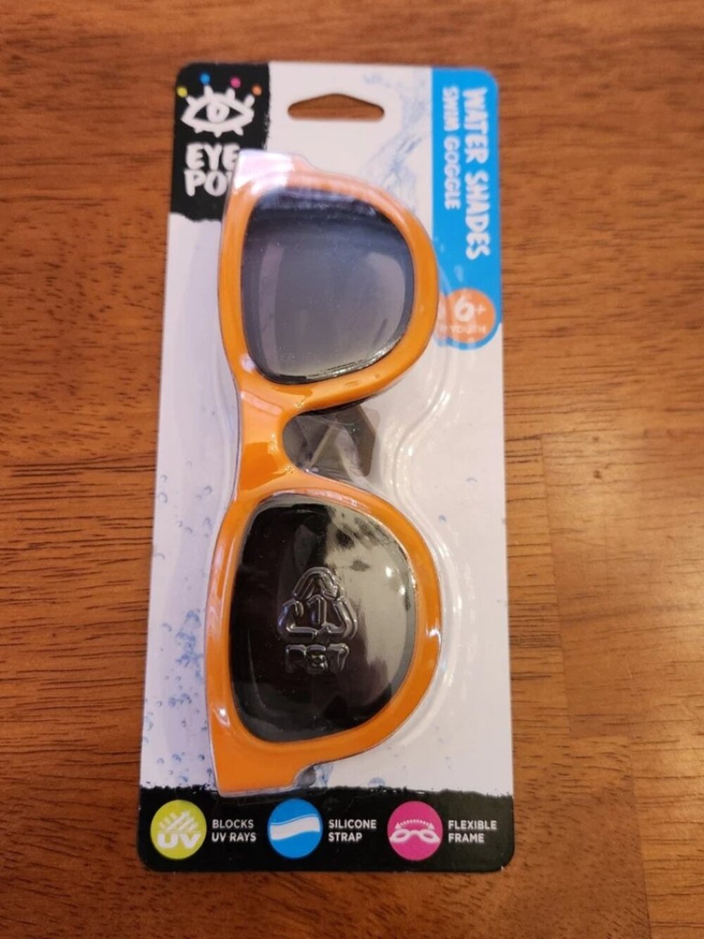Eye Pop Water Shades Swim Goggles Orange With Gray Tinted Lenses For Youth 6+